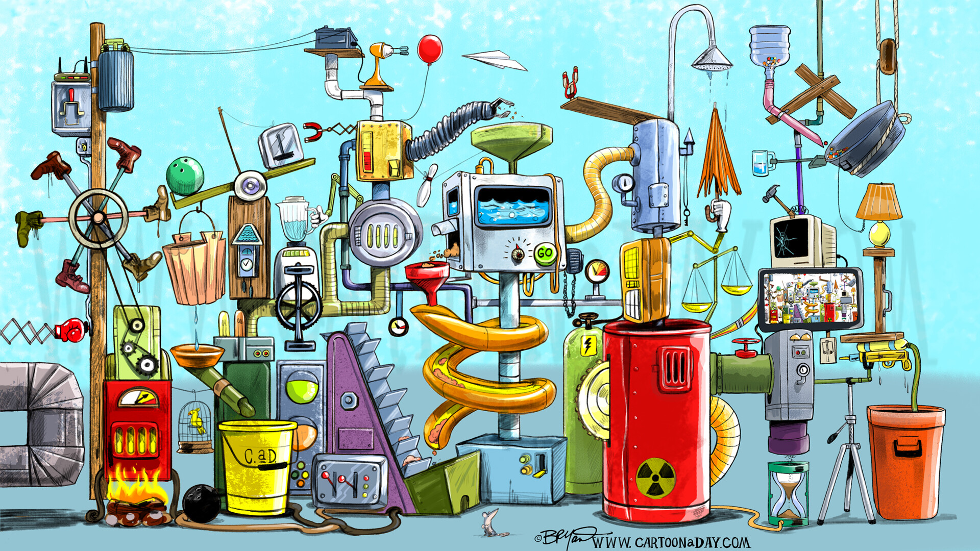 Rube Goldberg machine representing everything else