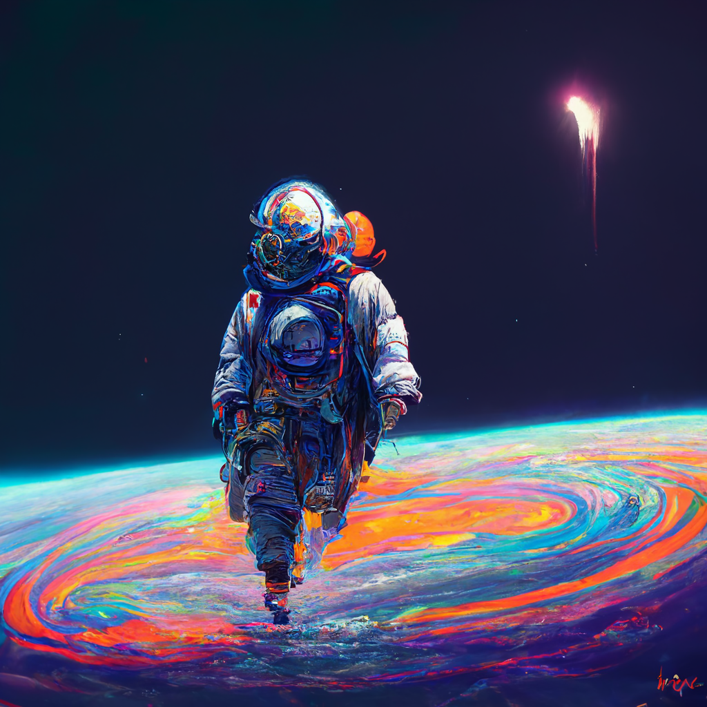 Astronaut floating through cosmos